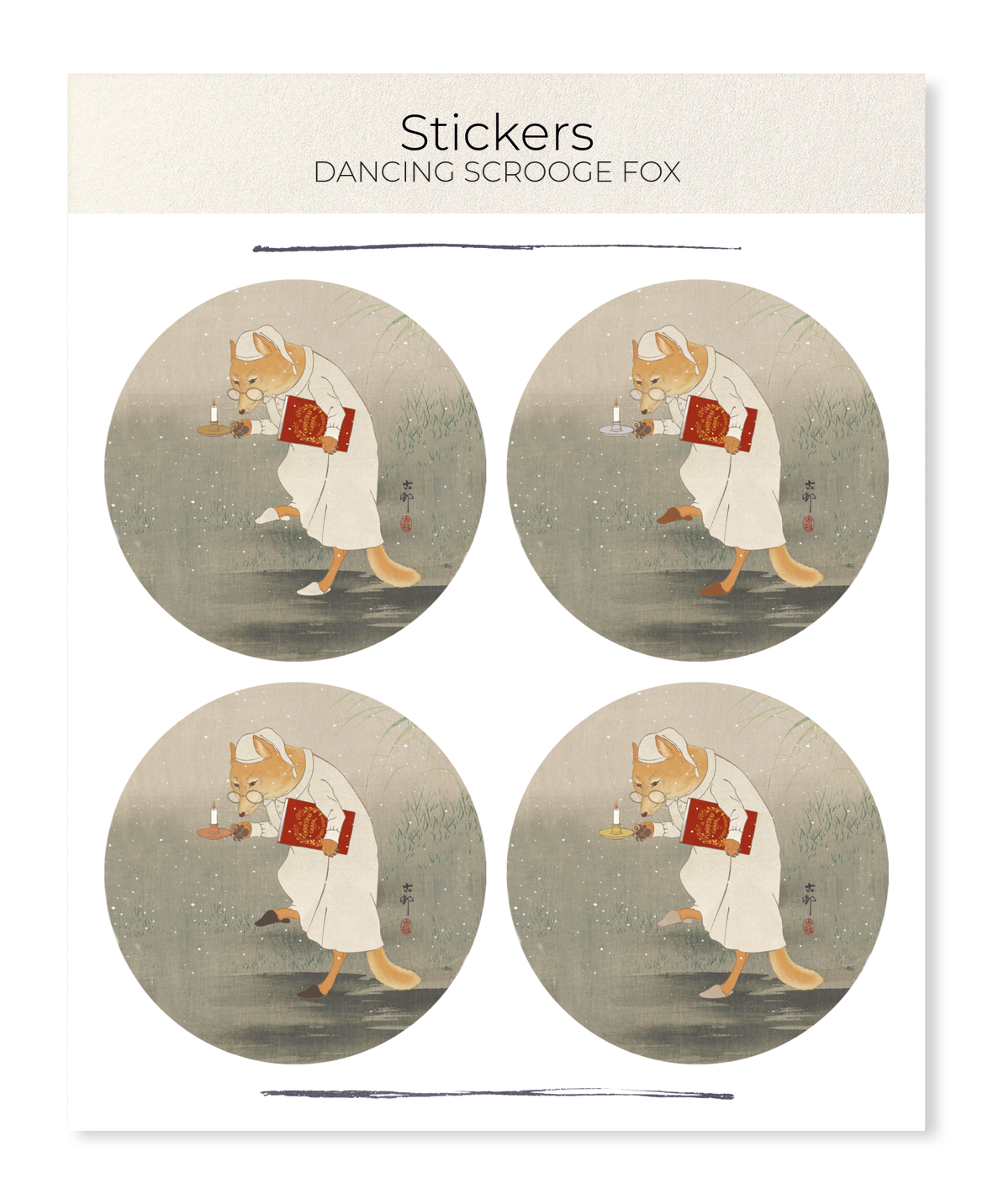 Ezen - Dancing Scrooge Fox - Sticker Set