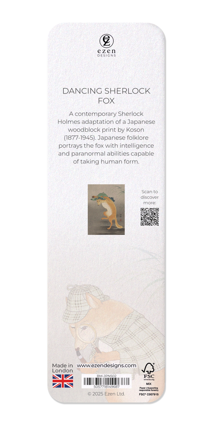 Ezen - Dancing Sherlock Fox - Bookmark - Back