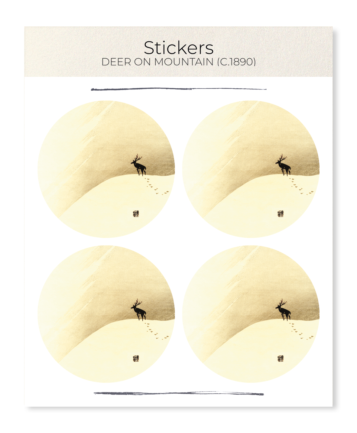Ezen - Deer on mountain (c.1890) - Sticker Set
