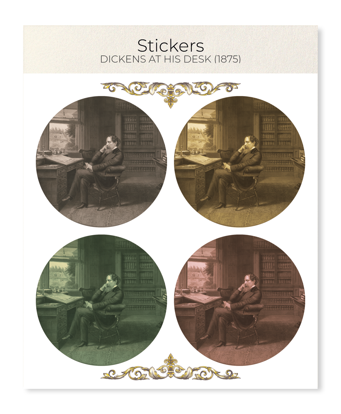 Ezen - Dickens At His Desk (1875) - Sticker Set