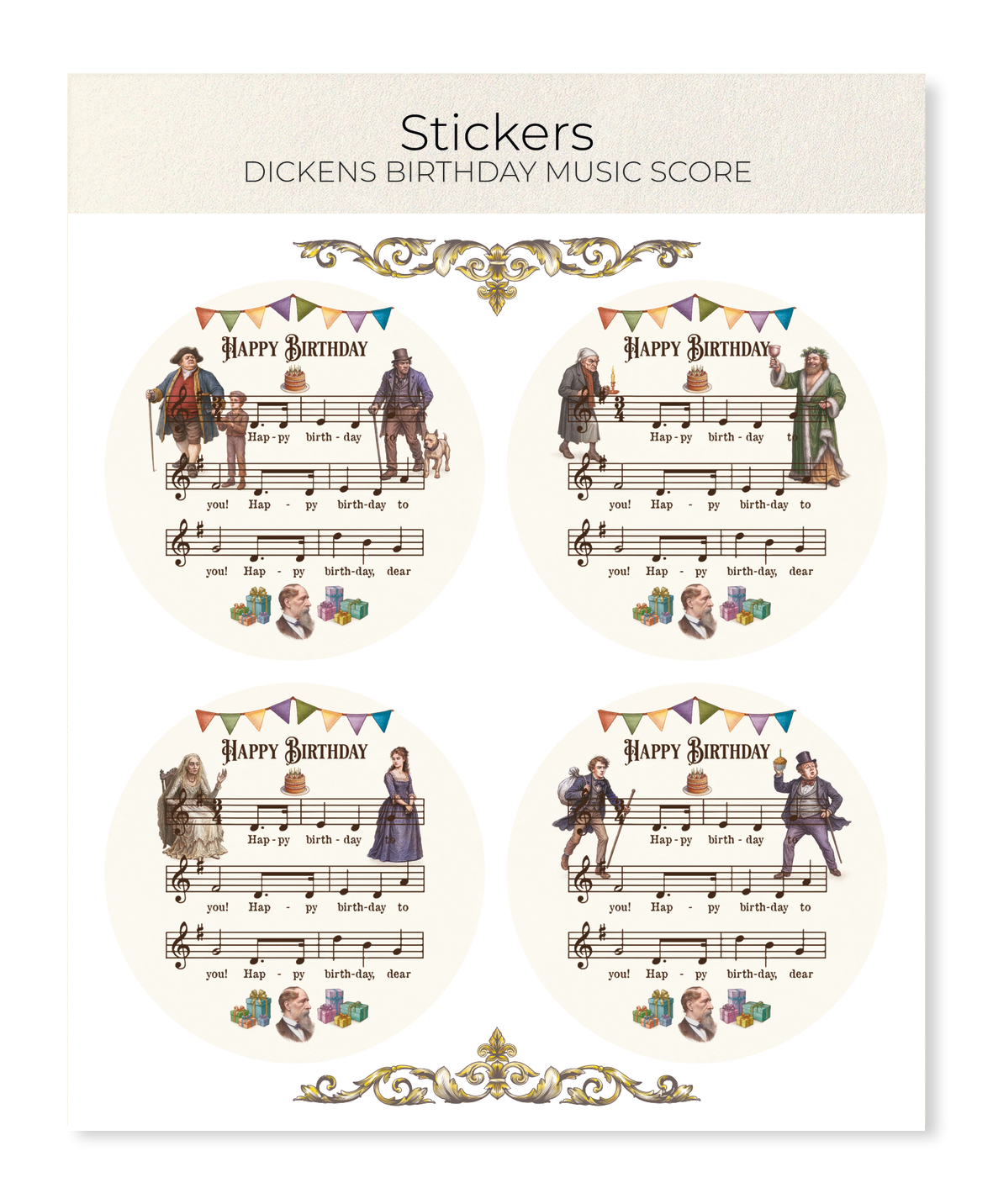 Ezen - Dickens birthday music score - Sticker Set