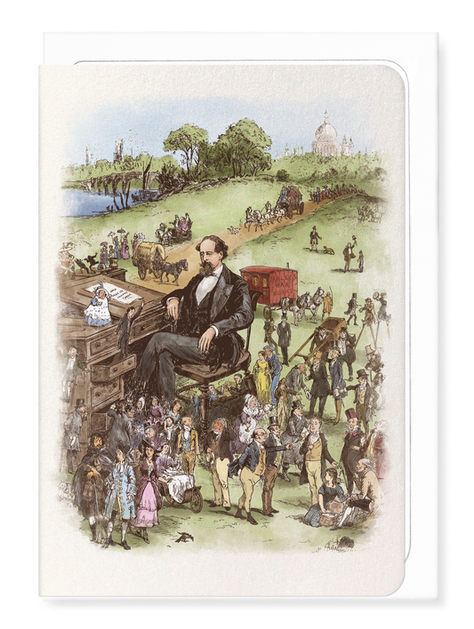 Ezen - Dickens surrounded by his characters (1889) - Greeting Card - Front