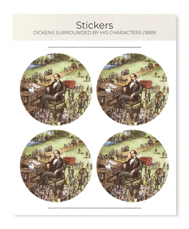 Ezen - Dickens surrounded by his characters (1889) - Sticker Set