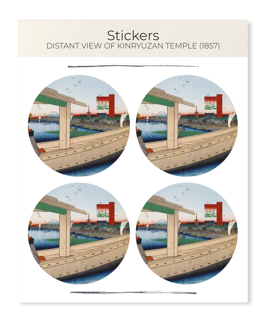 Ezen - Distant View of Kinryuzan Temple (1857) - Sticker Set
