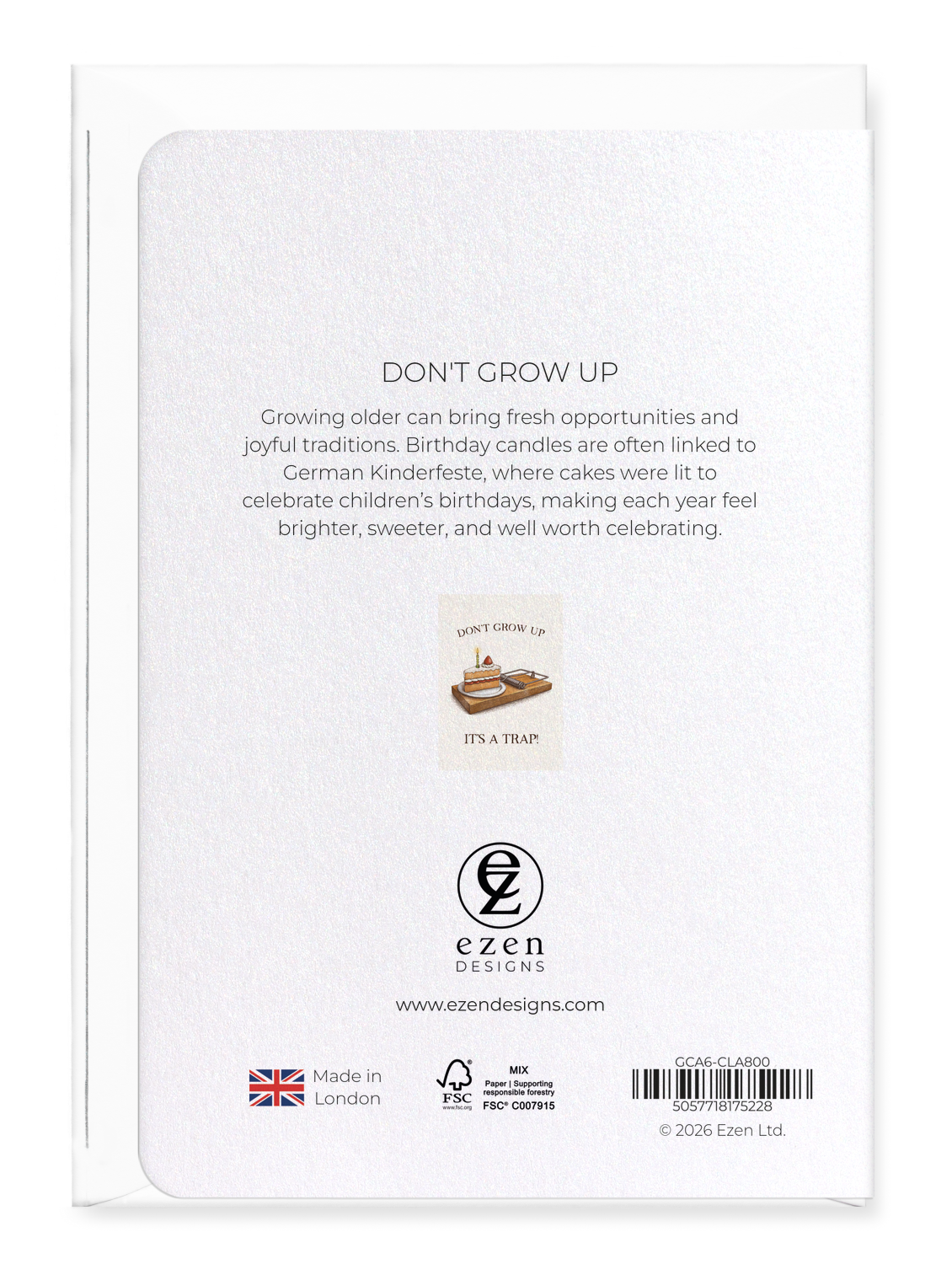 Ezen - Don't Grow Up - Greeting Card - Back