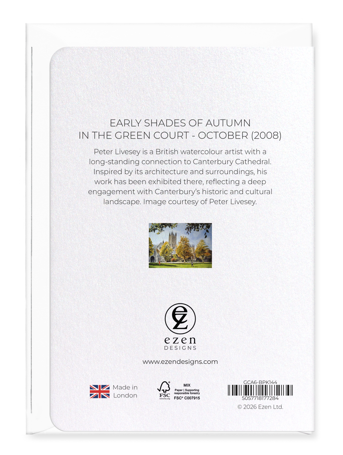Ezen - Early shades of Autumn in the green court - October (2008) - Greeting Card - Back