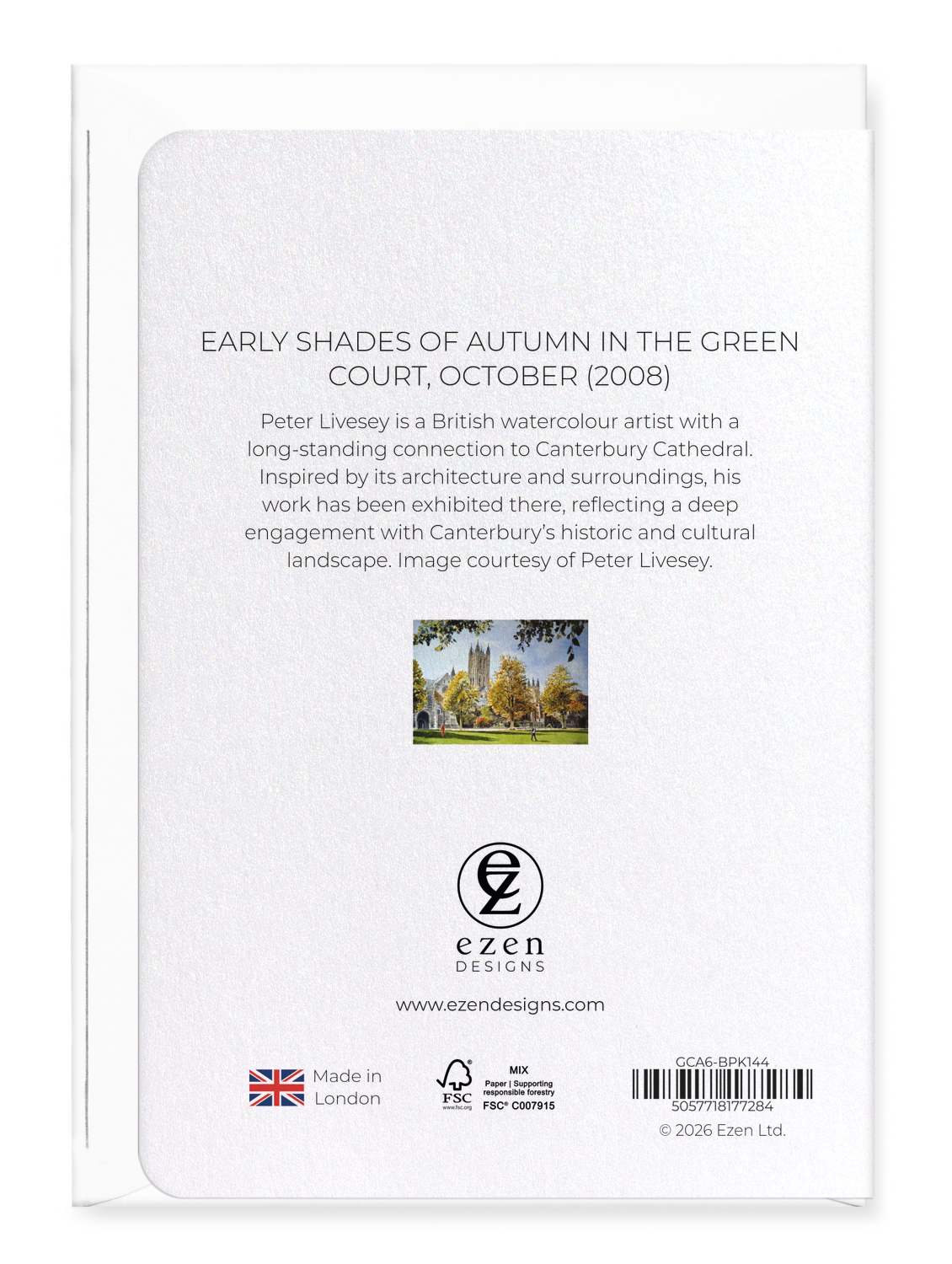 Ezen - Early shades of Autumn in the green court, October (2008) - Greeting Card - Back