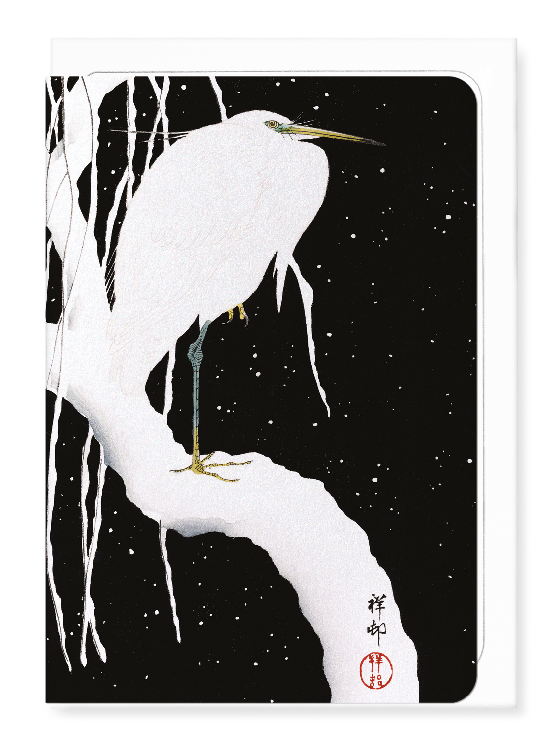 Ezen - Egret in winter (c.1910) - Greeting Card - Front
