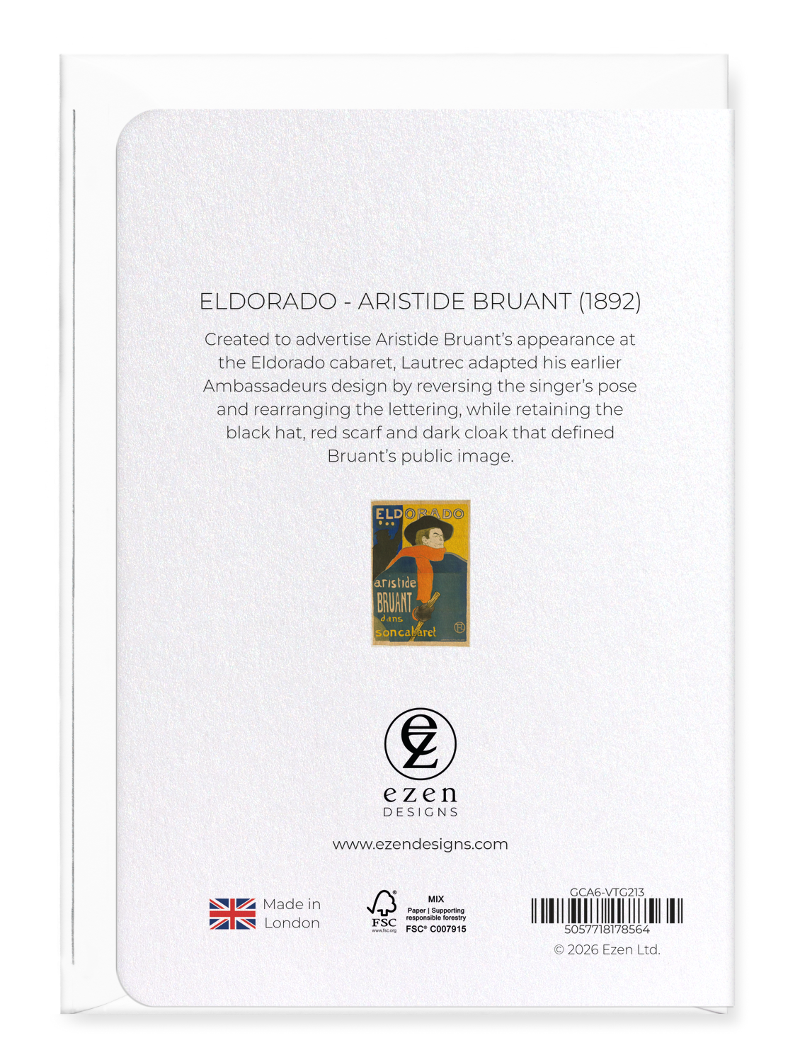 Ezen - Eldorado - Aristide Bruant (1892) - Greeting Card - Back