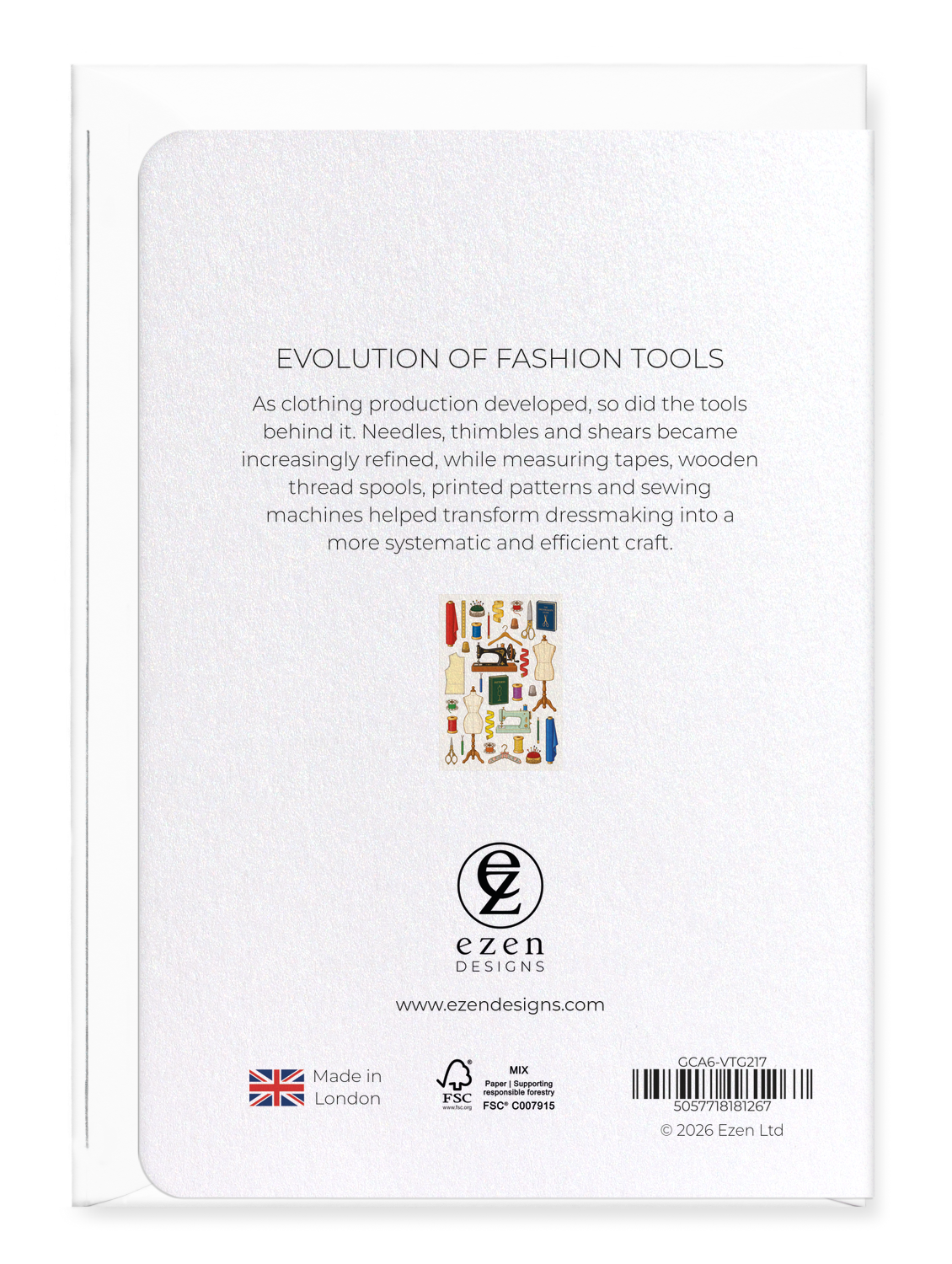 Ezen - Evolution of Fashion Tools - Greeting Card - Back