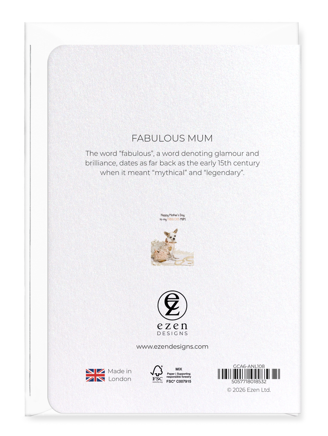Ezen - Fabulous mum - Greeting Card - Back
