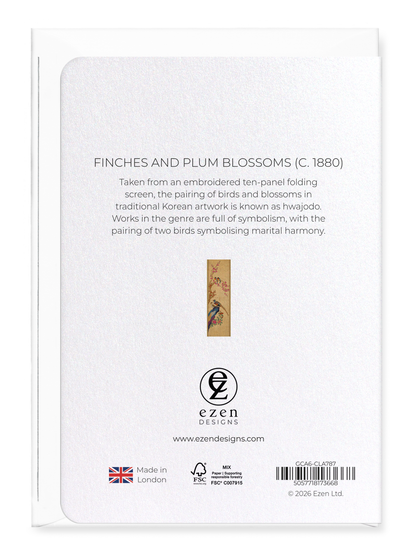 Ezen - Finches and Plum Blossoms (C. 1880) - Greeting Card - Back