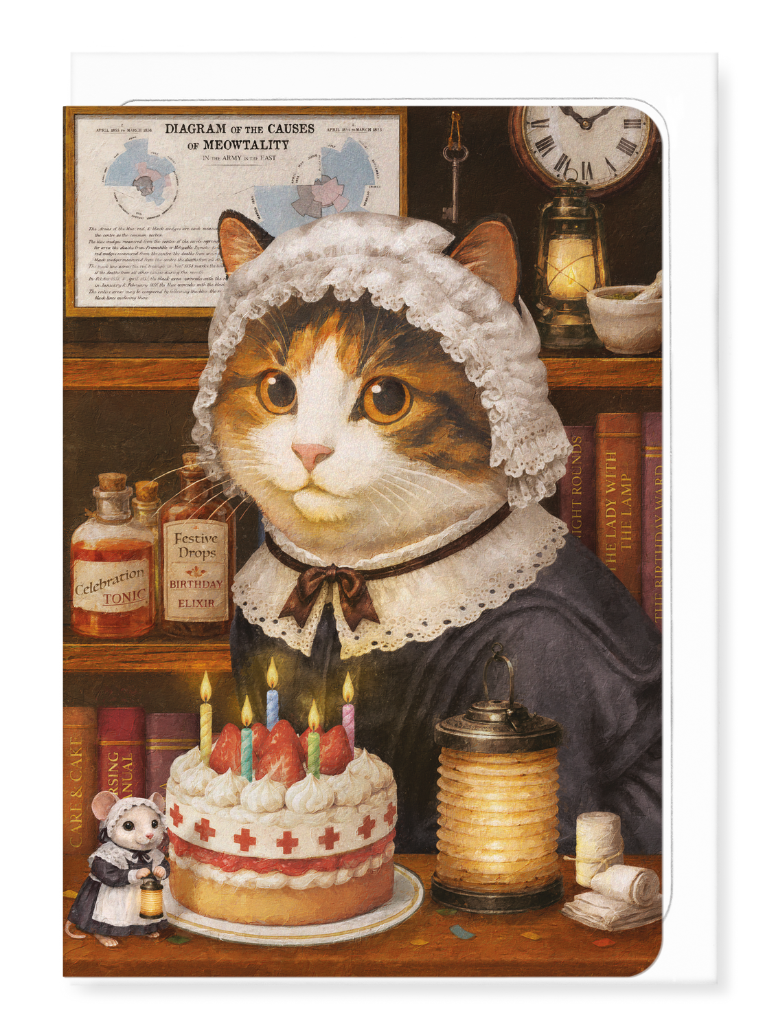 Ezen - Florence Nightingale Birthday Classic Cat - Greeting Card - Front