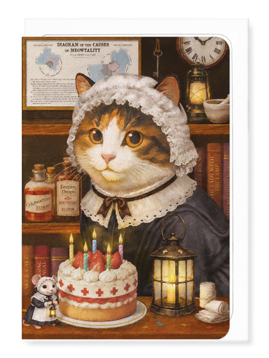 Ezen - Florence Nightingale Birthday Classic Cat - Greeting Card - Front