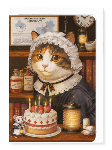 Ezen - Florence Nightingale Birthday Classic Cat - Greeting Card - Front