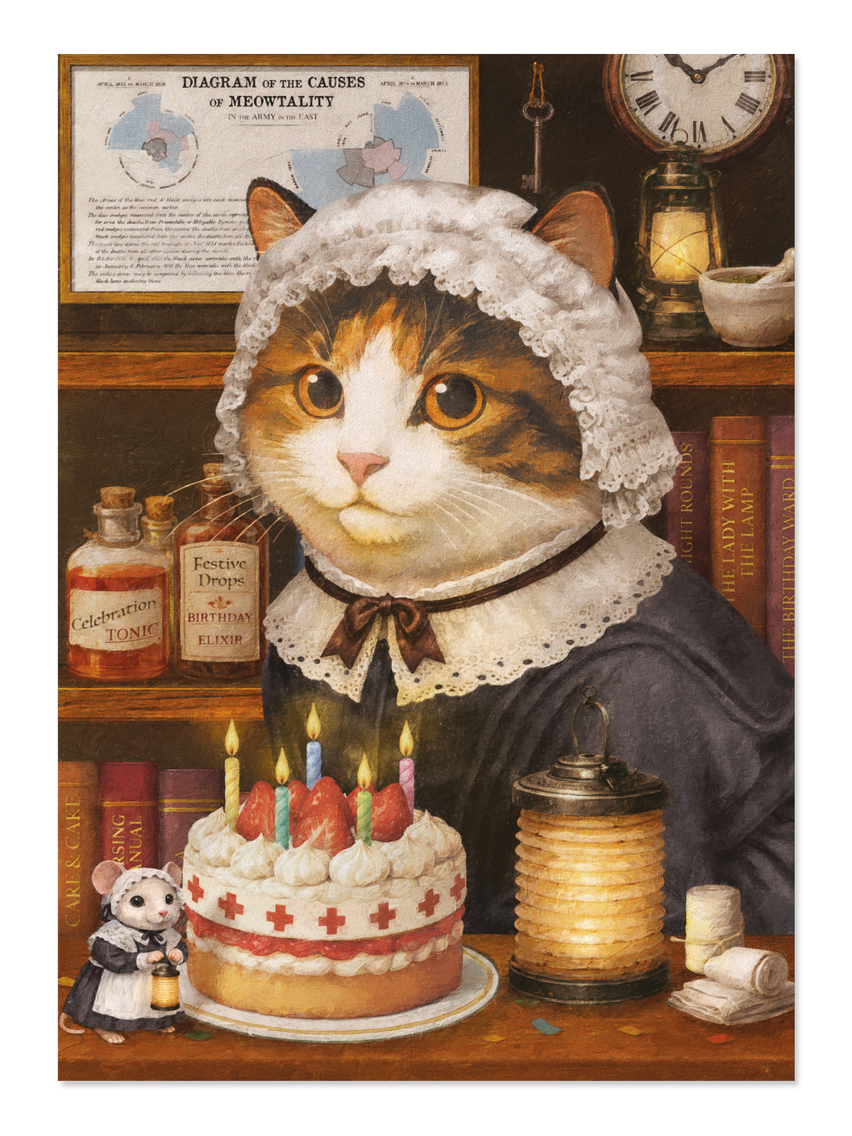 Ezen - Florence Nightingale Birthday Classic Cat - Postcard - Front