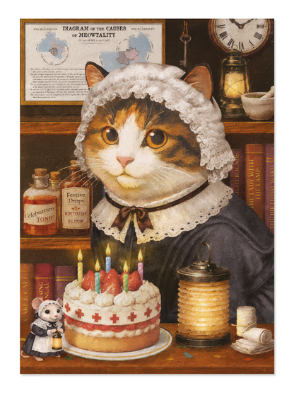 Ezen - Florence Nightingale Birthday Classic Cat - Postcard - Front