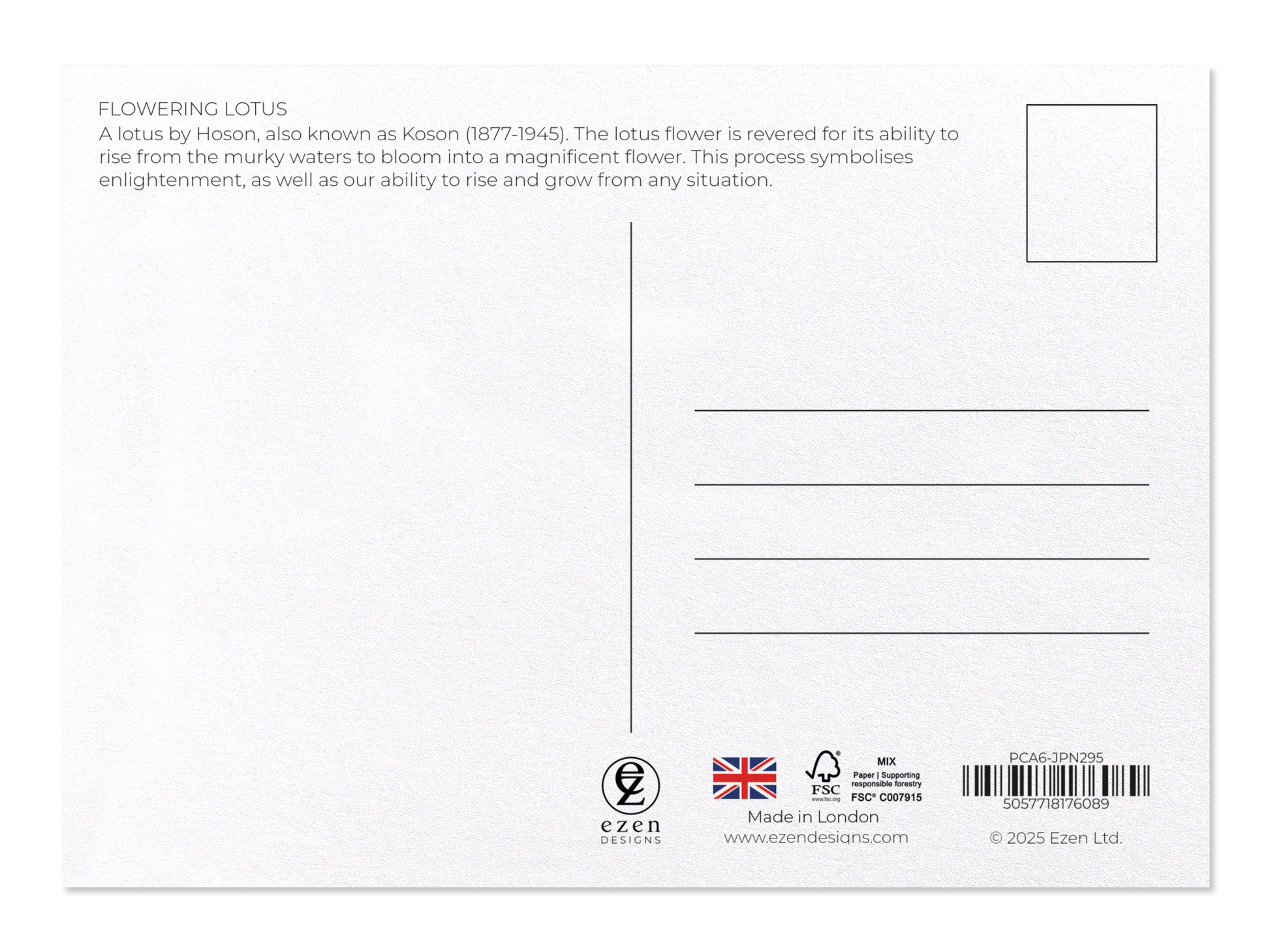 Ezen - Flowering lotus - Postcard - Back