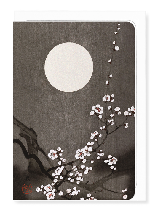 Ezen - Flowering plum blossom at full moon - Greeting Card - Front