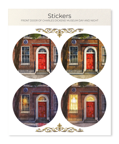 Ezen - Front Door of Charles Dickens' Museum Day and Night - Sticker Set