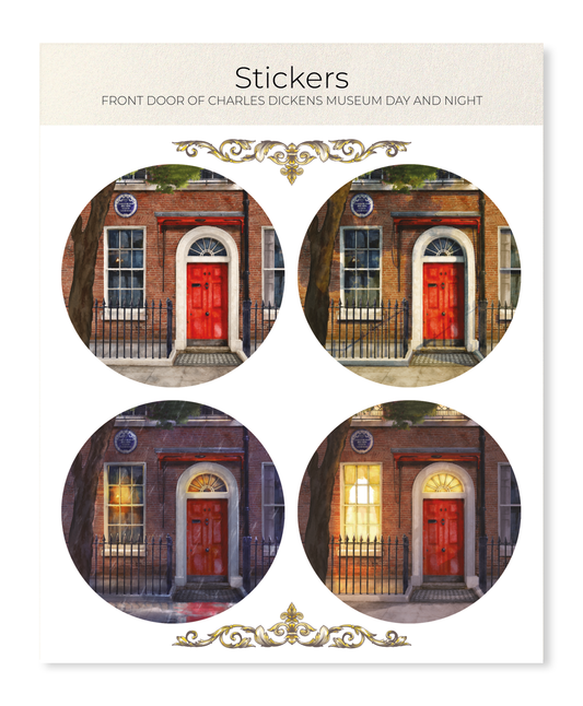 Ezen - Front Door of Charles Dickens Museum Day and Night - Sticker Set