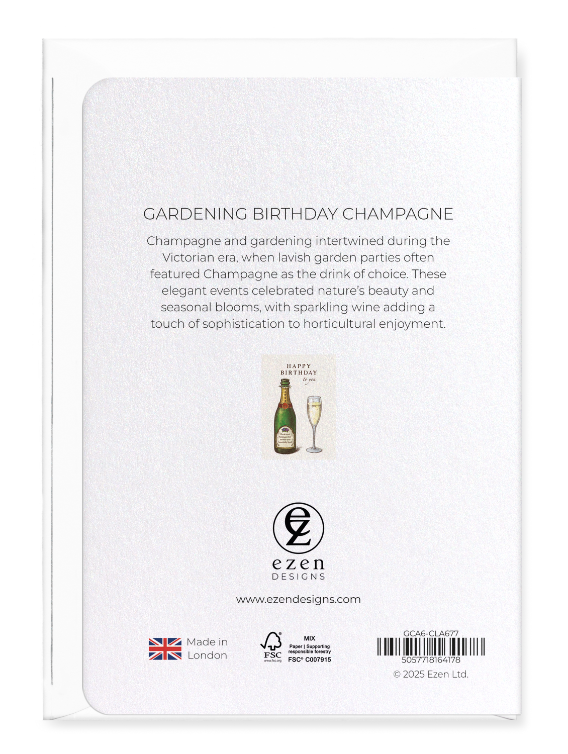 Ezen - Gardening birthday champagne - Greeting Card - Back
