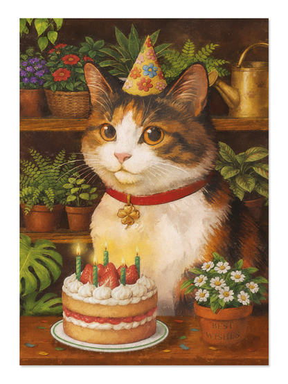 Ezen - Gardening Birthday Classic Cat - Postcard - Front