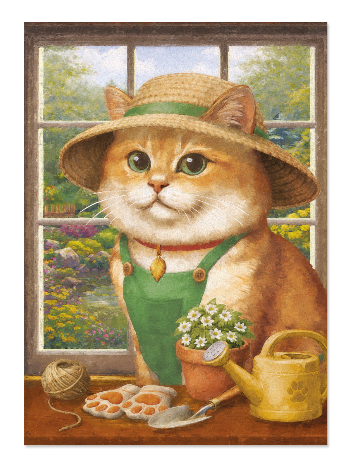 Ezen - Gardening Ginger Classic Cat - Postcard - Front