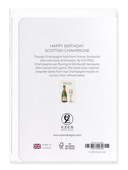 Ezen - Happy Birthday Scottish Champagne - Greeting Card - Back
