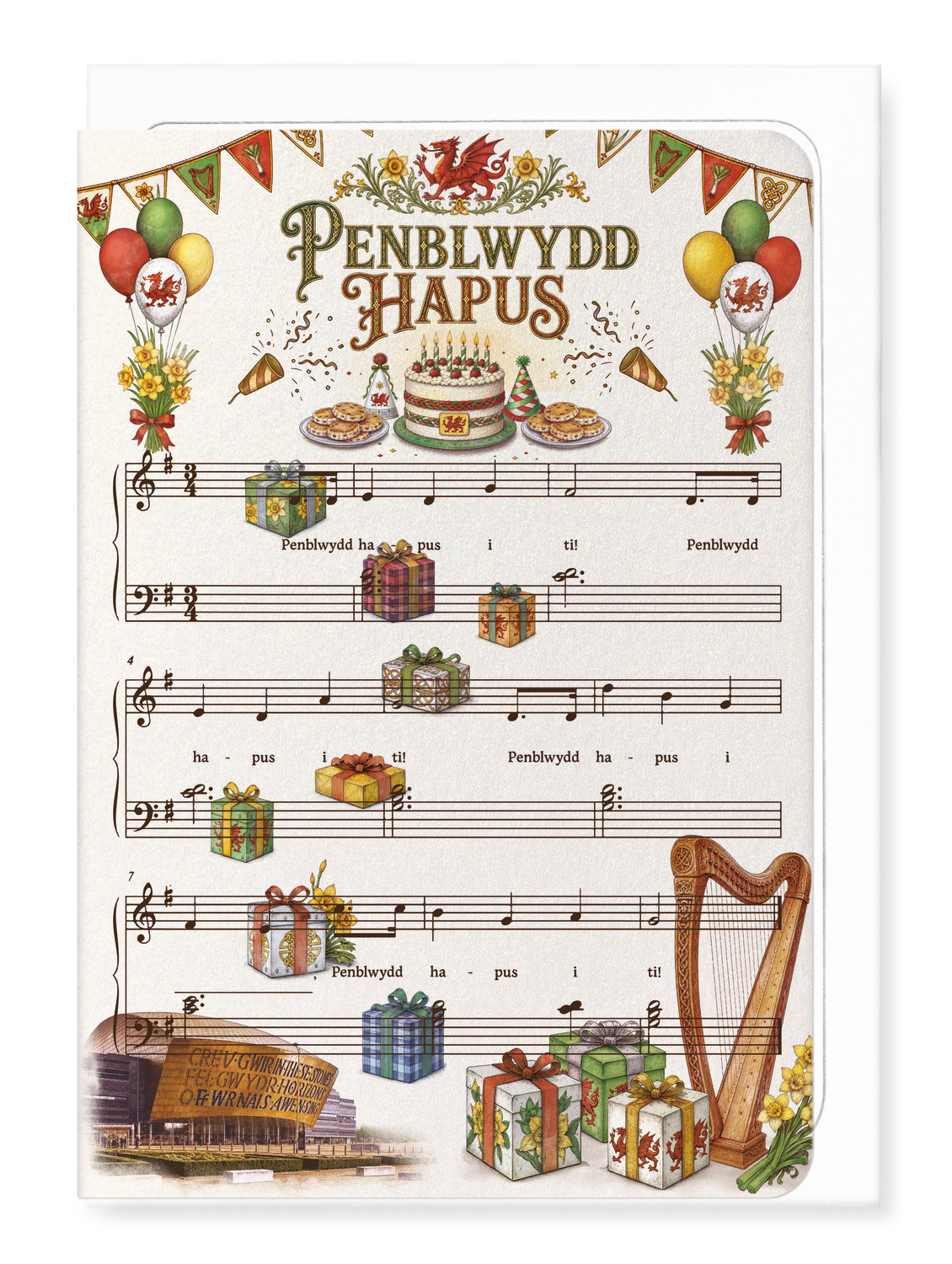 Ezen - Happy Birthday Wales Millennium Centre Music Score - Greeting Card - Front