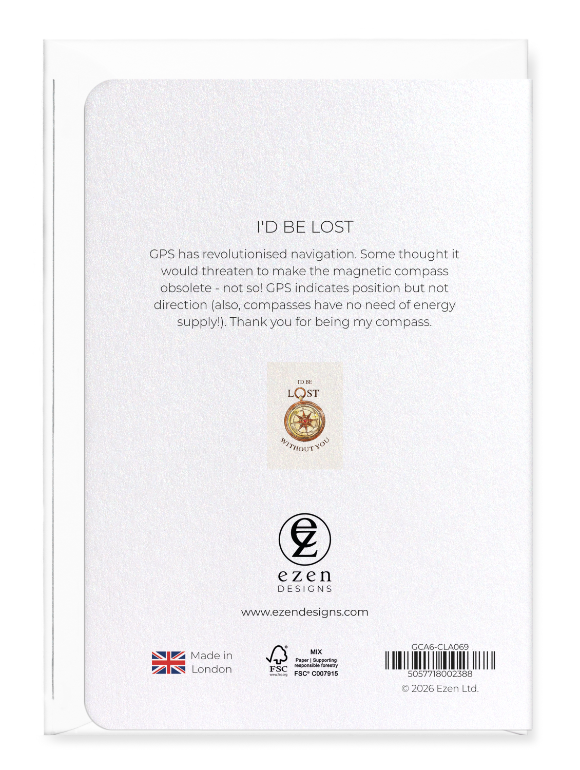 Ezen - I'd be lost - Greeting Card - Back
