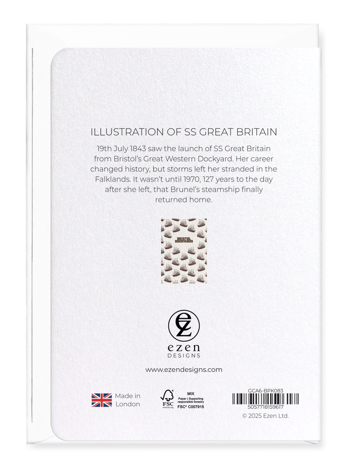 Ezen - Illustration of SS Great Britain - Greeting Card - Back