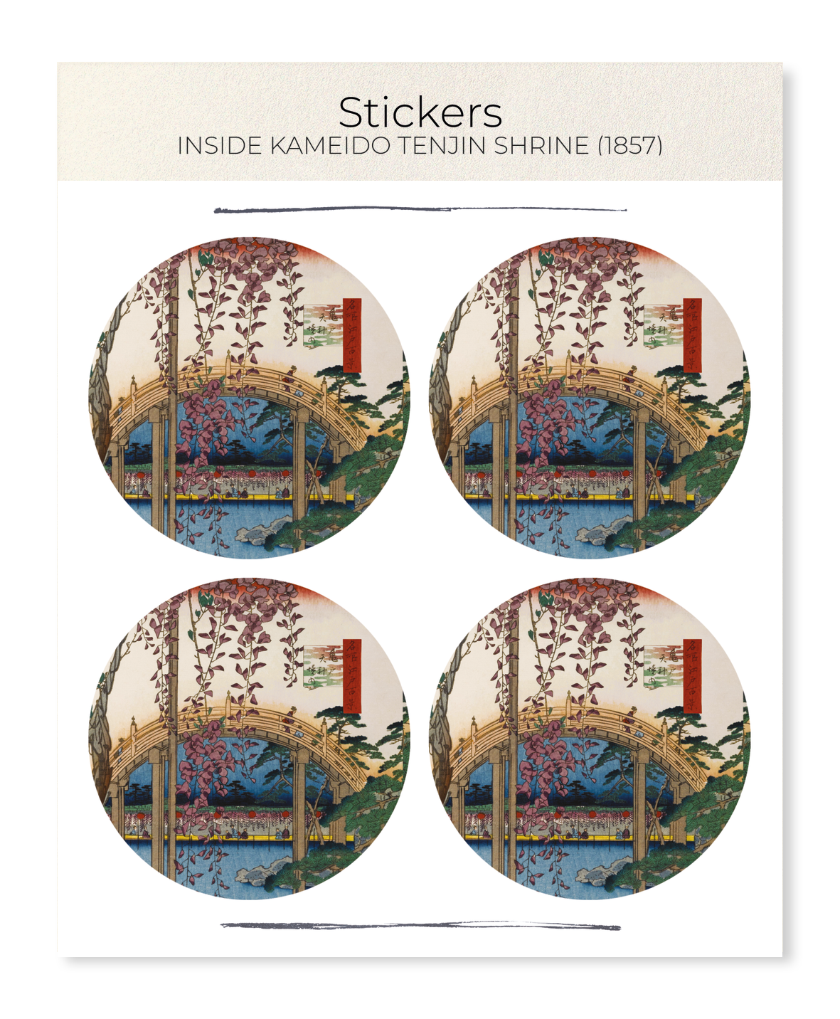 Ezen - Inside Kameido Tenjin Shrine (1857) - Sticker Set