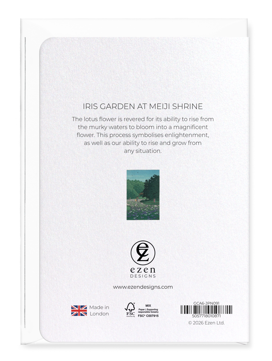 Ezen - Iris garden at Meiji shrine - Greeting Card - Back