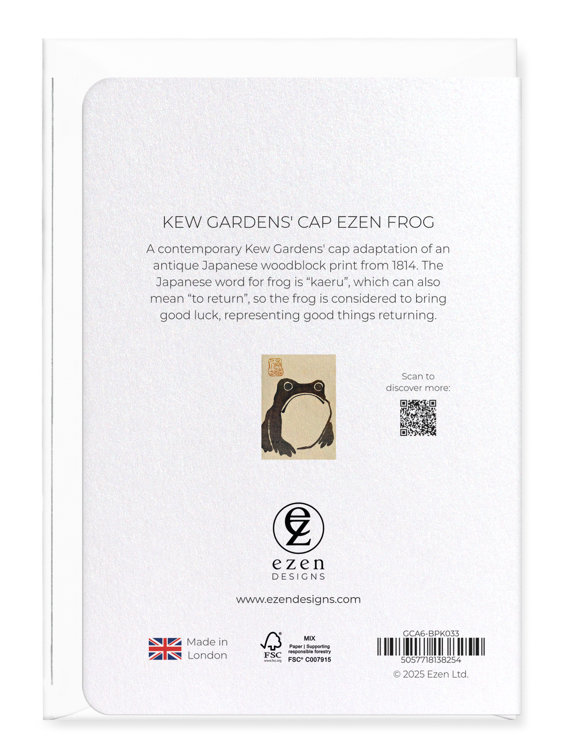 Ezen - KEW GARDENS' CAP EZEN FROG - Greeting Card - Back