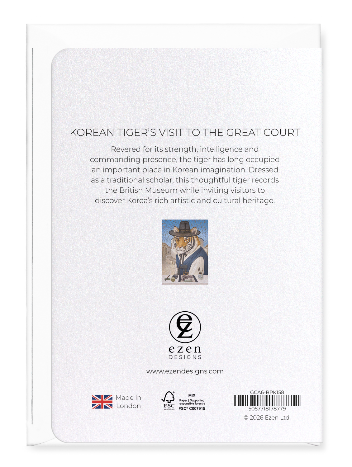 Ezen - Korean Tiger’s Visit to the Great Court - Greeting Card - Back