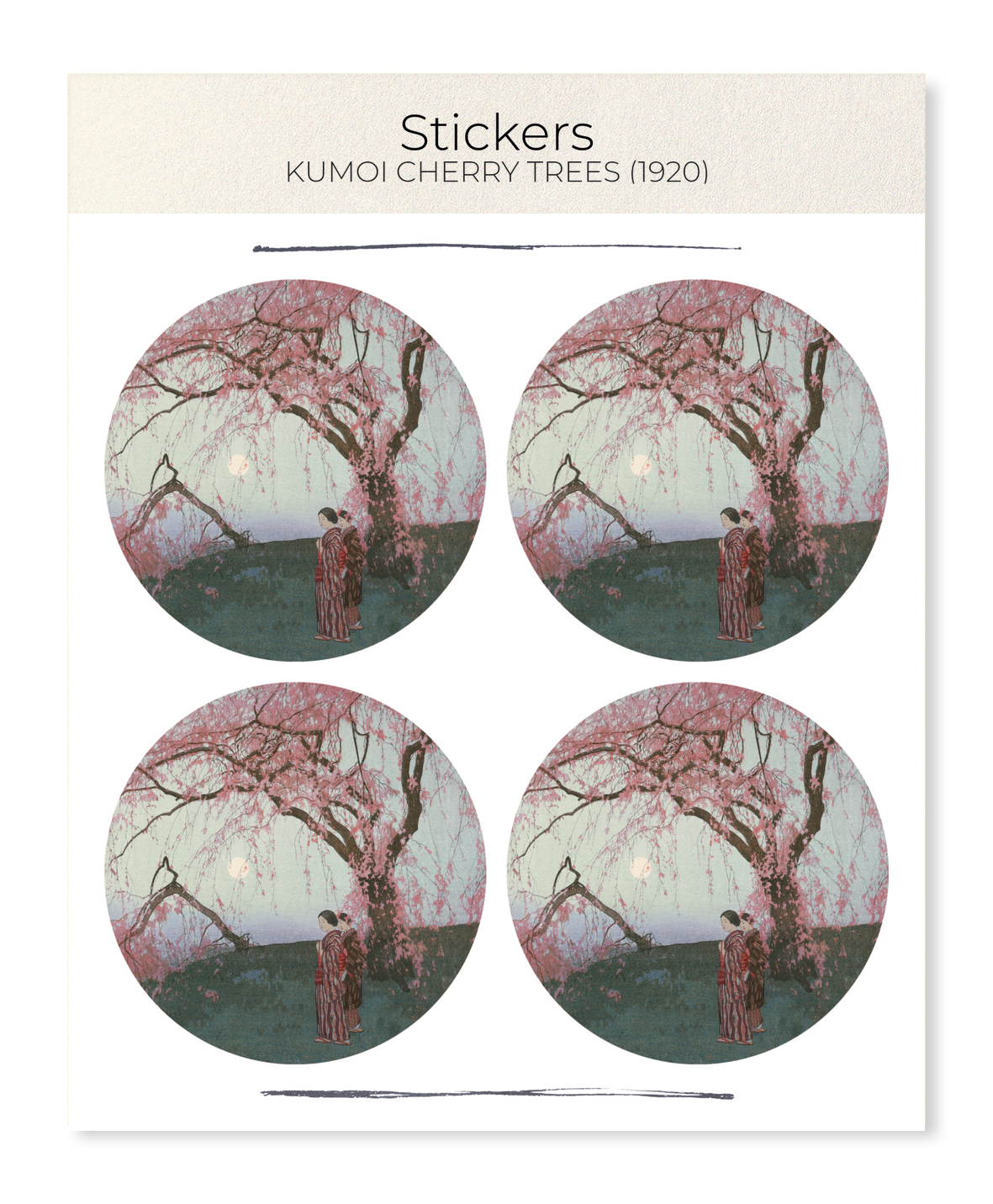 Ezen - Kumoi Cherry Trees (1920) - Sticker Set