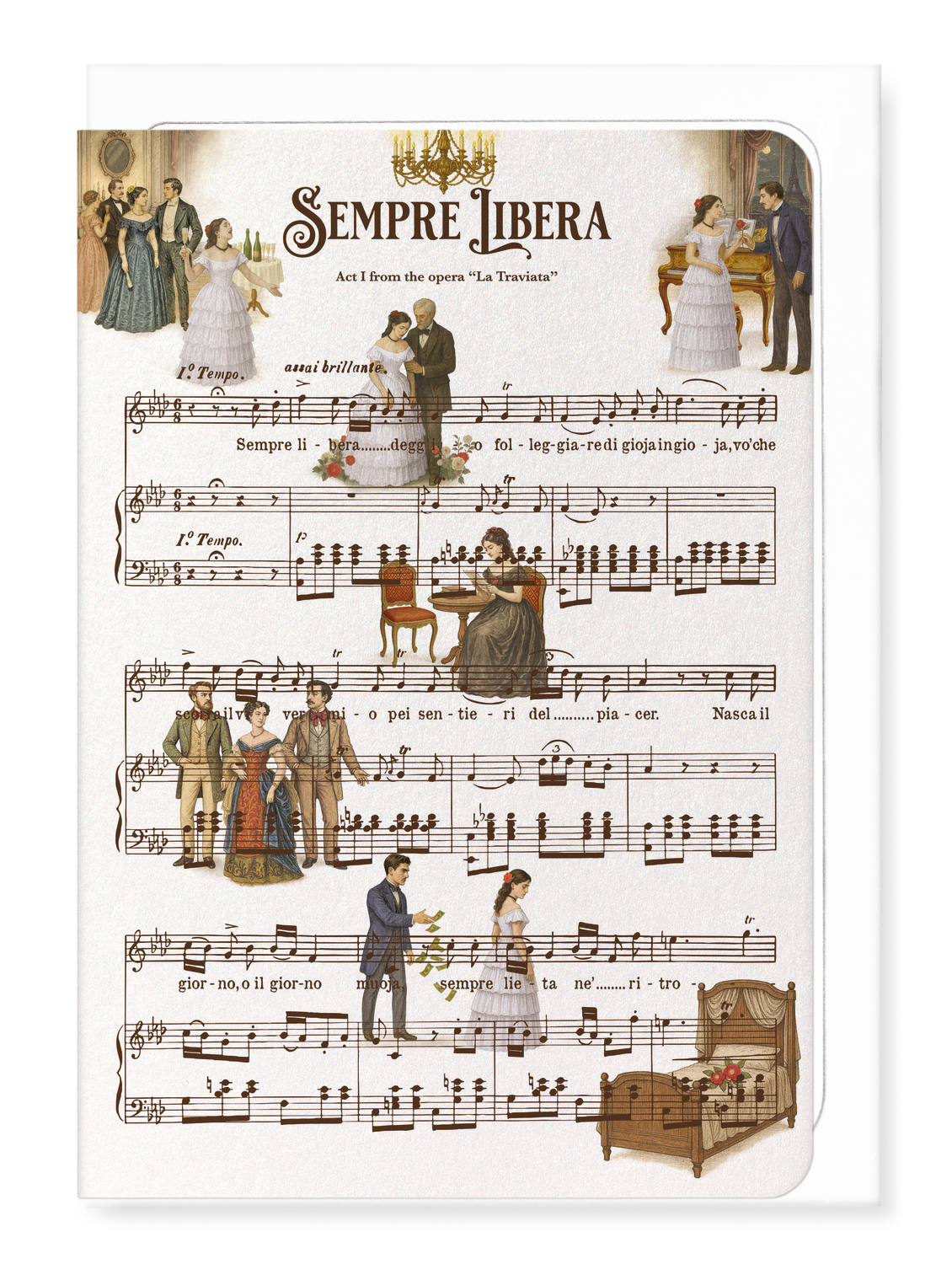 Ezen - La Traviata - Sempre Libera - Opera Music Score - Greeting Card - Front