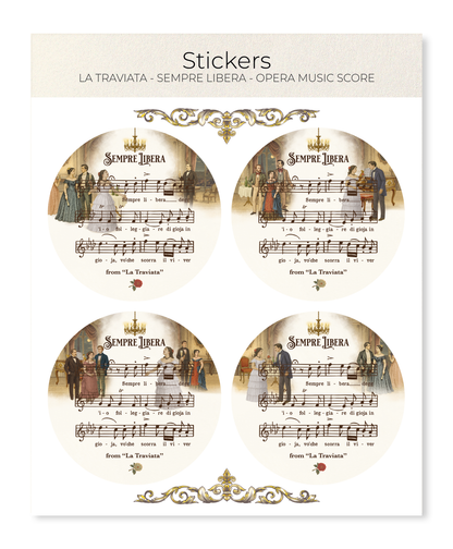 Ezen - La Traviata - Sempre Libera - Opera Music Score - Sticker Set
