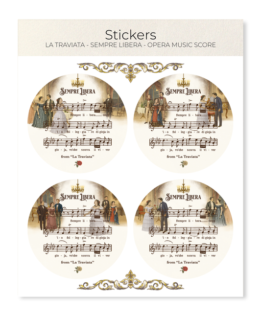 Ezen - La Traviata - Sempre Libera - Opera Music Score - Sticker Set
