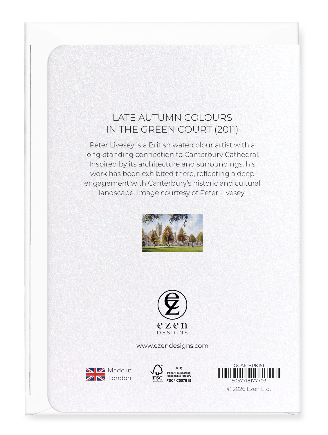 Ezen - Late autumn colours in the green court (2011) - Greeting Card - Back
