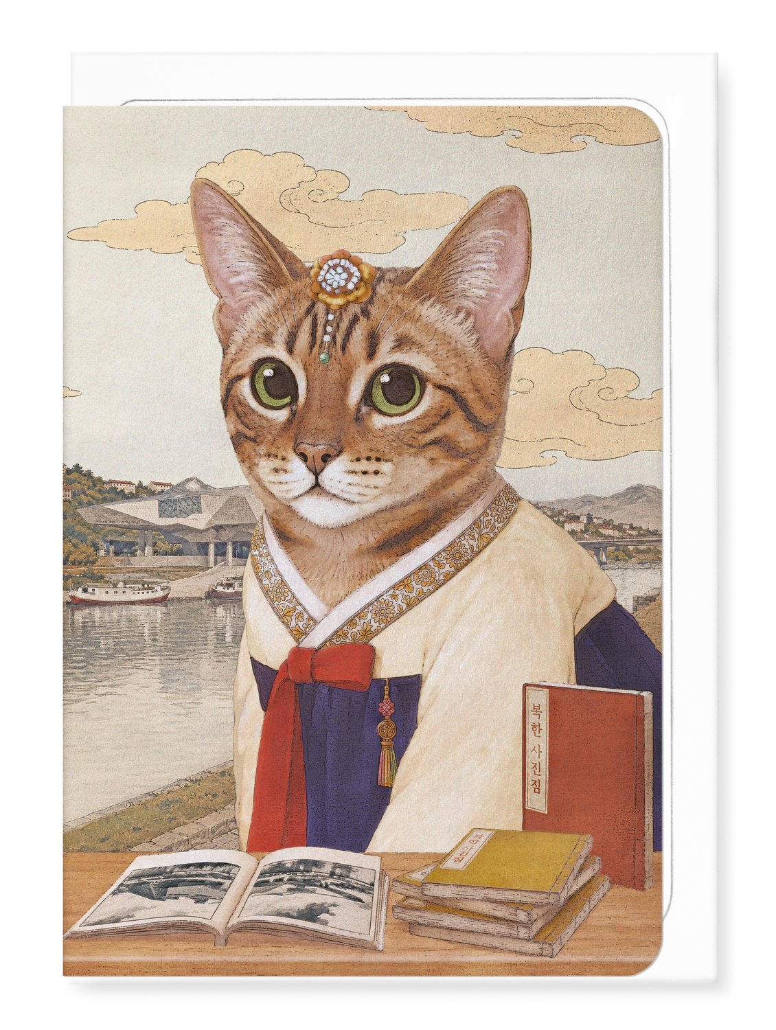 Ezen - Le chat érudit coréen à Lyon - Greeting Card - Front
