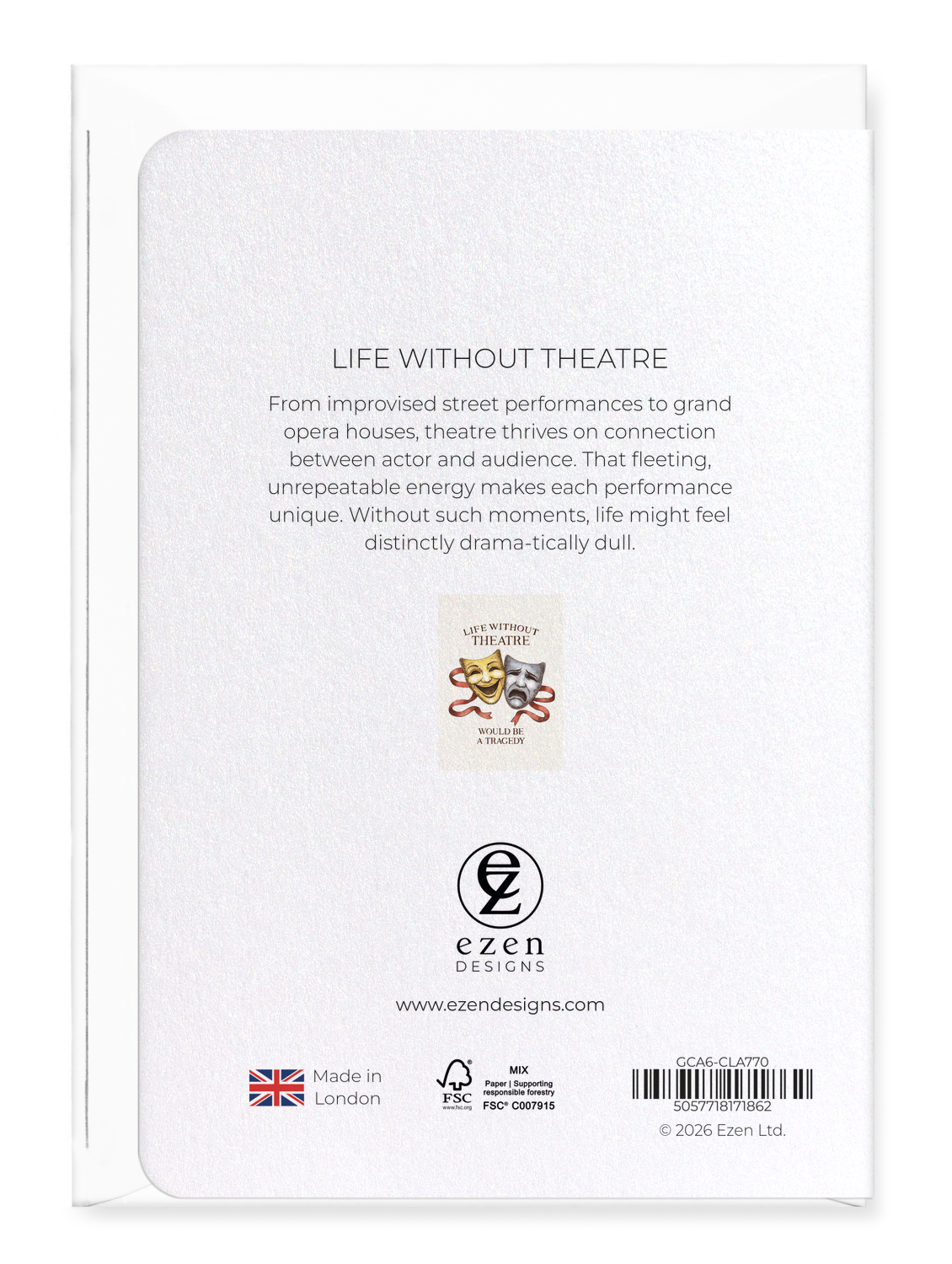 Ezen - Life without Theatre - Greeting Card - Back