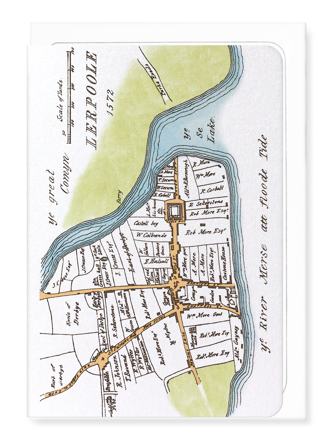 Ezen - Liverpool Map (1572) - Greeting Card - Front