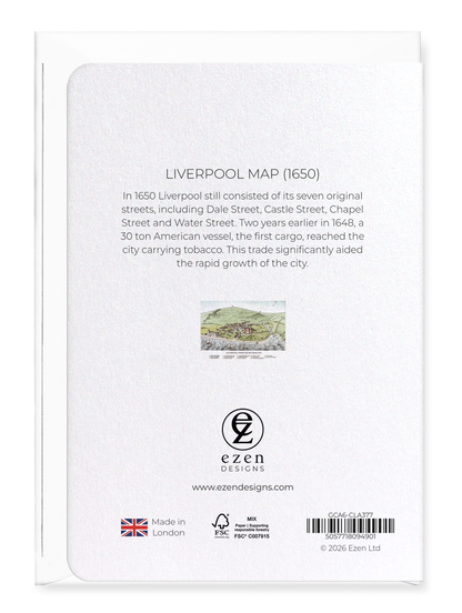 Ezen - Liverpool Map (1650) - Greeting Card - Back