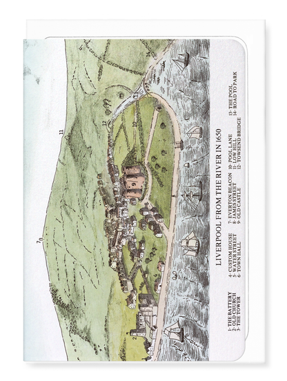 Ezen - Liverpool Map (1650) - Greeting Card - Front