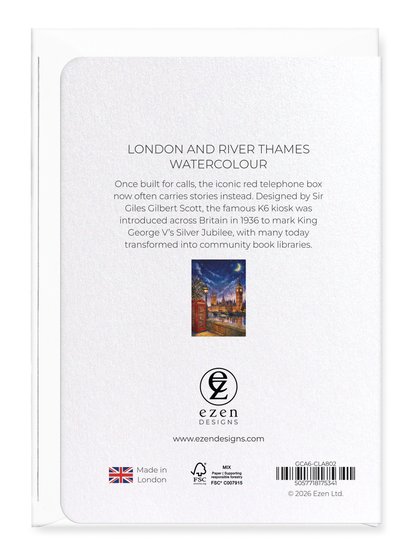 Ezen - London and River Thames Watercolour - Greeting Card - Back