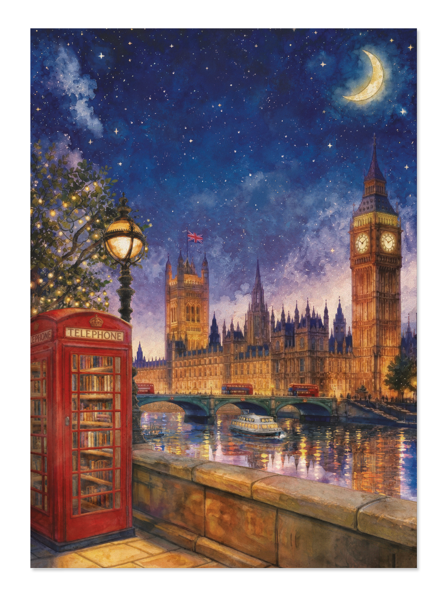 Ezen - London and River Thames Watercolour - Postcard - Front