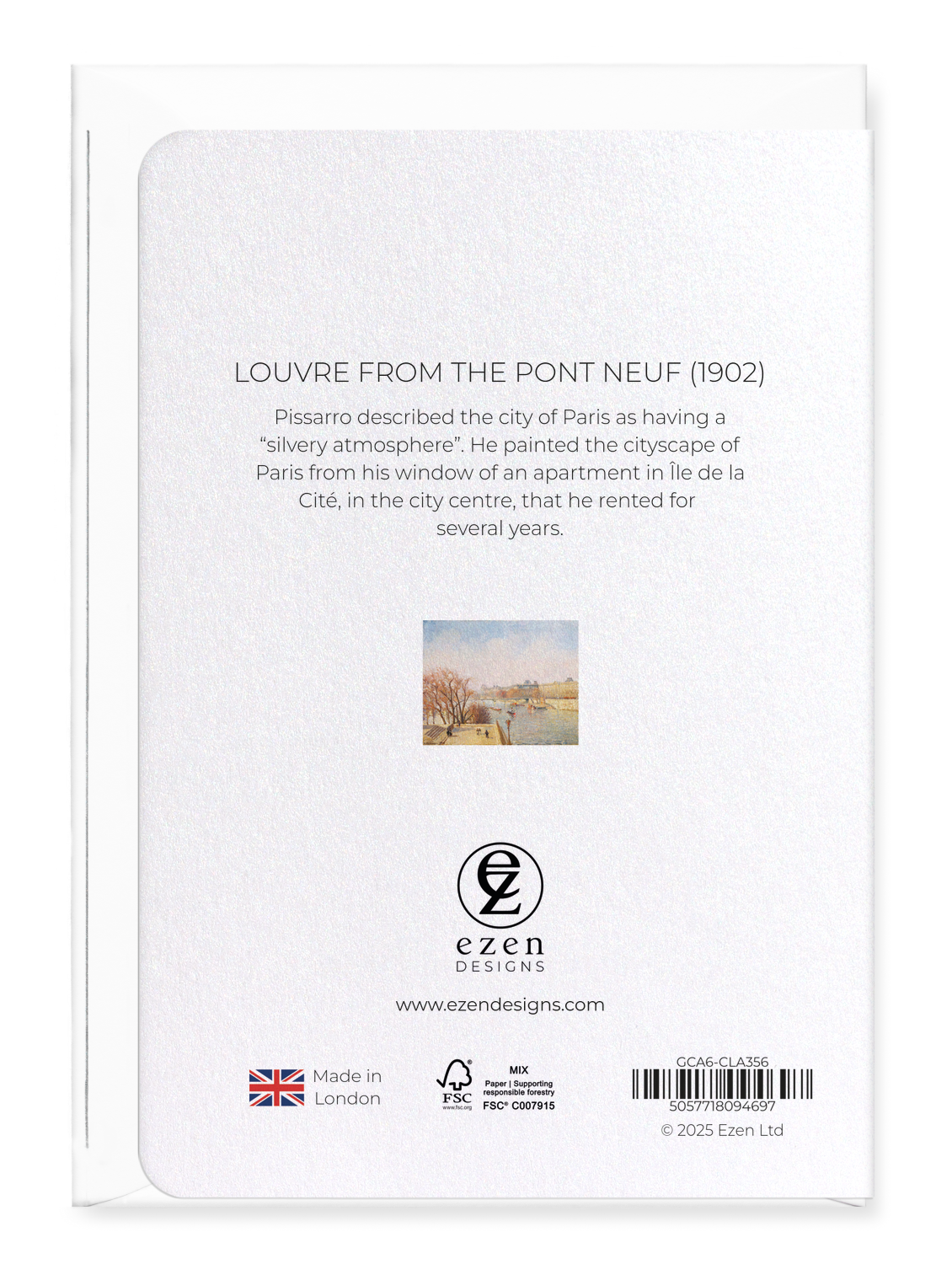 Ezen - Louvre from the Pont Neuf (1902) - Greeting Card - Back