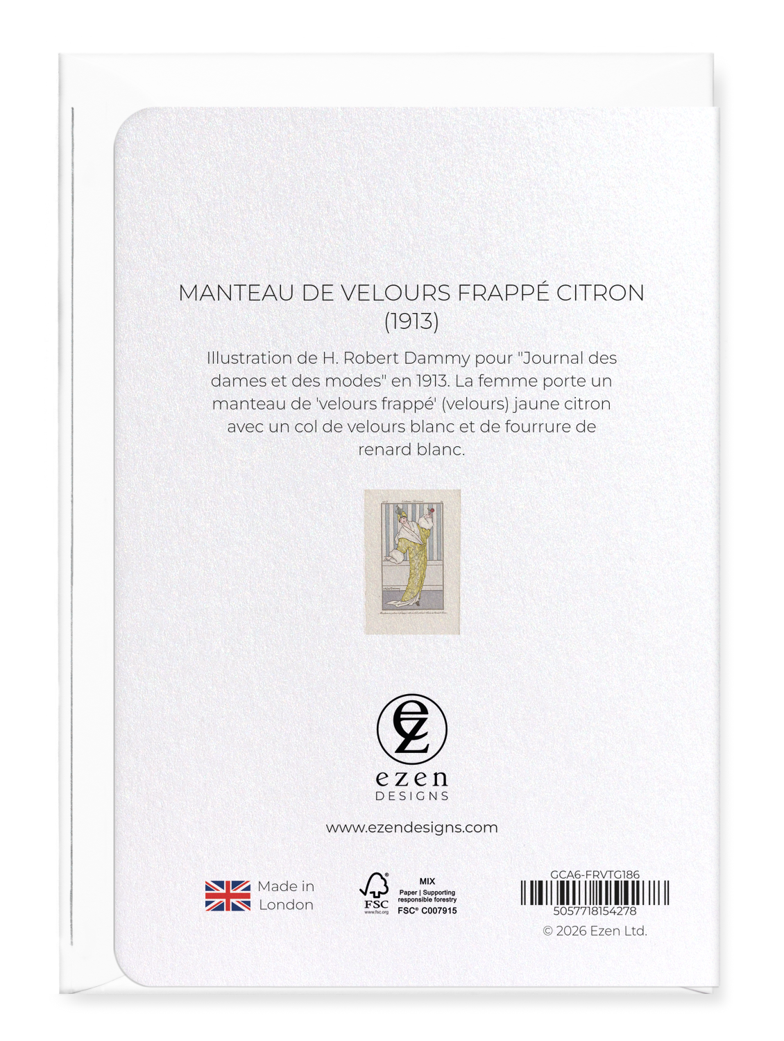 Ezen - Manteau de Velours Frappé Citron (1913) - Greeting Card - Back